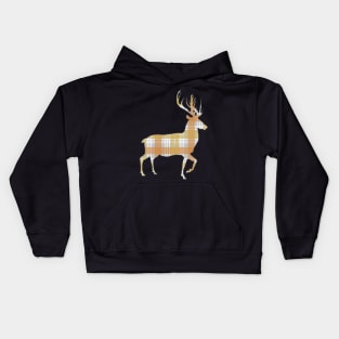 Metallic Tone Tartan Scottish Stag Silhouette Kids Hoodie